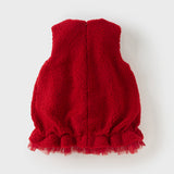 Dave&Bella Toddler Girls Red Chinese-style Sleeveless Plush Princess Mesh Dress