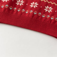 Dave&Bella Kis Girls Sweet Red/Beige Pullover Long-sleeved Sweaters Tops