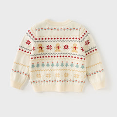 Dave&Bella Kis Girls Sweet Red/Beige Pullover Long-sleeved Sweaters Tops
