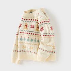 Dave&Bella Kis Girls Sweet Red/Beige Pullover Long-sleeved Sweaters Tops