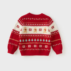 Dave&Bella Kis Girls Sweet Red/Beige Pullover Long-sleeved Sweaters Tops