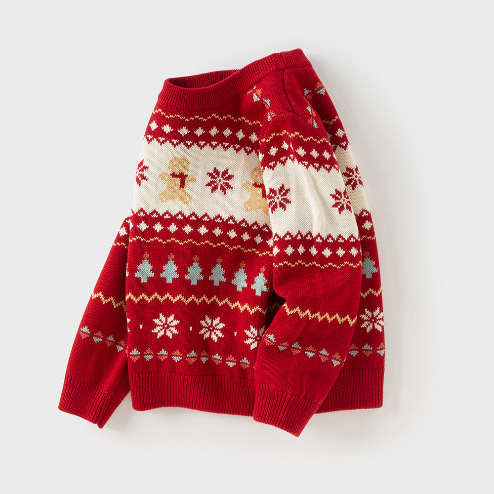 Dave&Bella Kids Girls Sweet Red/Beige Pullover Long-sleeved Sweaters Tops