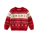 Dave&Bella Kids Girls Sweet Red/Beige Pullover Long-sleeved Sweaters Tops