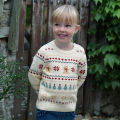 Dave&Bella Kis Girls Sweet Red/Beige Pullover Long-sleeved Sweaters Tops