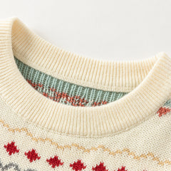 Dave&Bella Kis Girls Sweet Red/Beige Pullover Long-sleeved Sweaters Tops