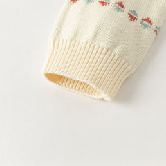 Dave&Bella Kis Girls Sweet Red/Beige Pullover Long-sleeved Sweaters Tops