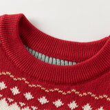 Dave&Bella Kids Girls Sweet Red/Beige Pullover Long-sleeved Sweaters Tops