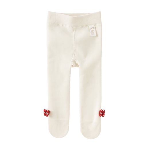 Dave&Bella Kids Girls Versatile Beige/Black Footed Tights Leggings