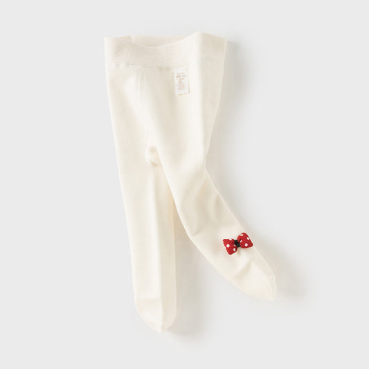 Dave&Bella Kids Girls Versatile Beige/Black Footed Tights Leggings