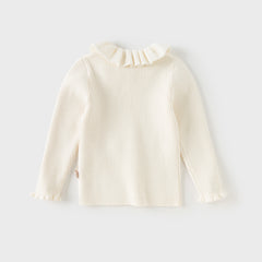 Dave&Bella Kids Girls Winter Adorable Beige Long Sleeve Pullover Sweaters Tops