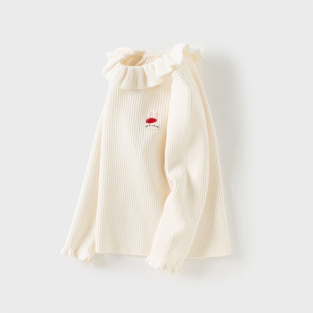 Dave&Bella Kids Girls Adorable Beige Long Sleeve Pullover Sweaters Tops