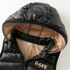 Dave&Bella Toddler Boys Winter Black Sleeveless Outwear Down Hooded Vests Tops