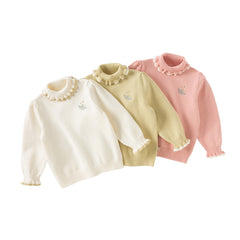 Dave&Bella Kids Girls Winter Versatile Warm Turtle-neck  Pullover Sweaters Tops