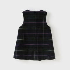 Dave&Bella Toddler Girls Winter Noble Green Plaid Plush-lined Party Princess Tank Dress