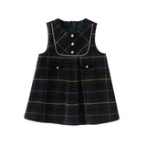 Dave&Bella Toddler Girls Noble Green Plaid Plush-lined Party Princess Tank Dress