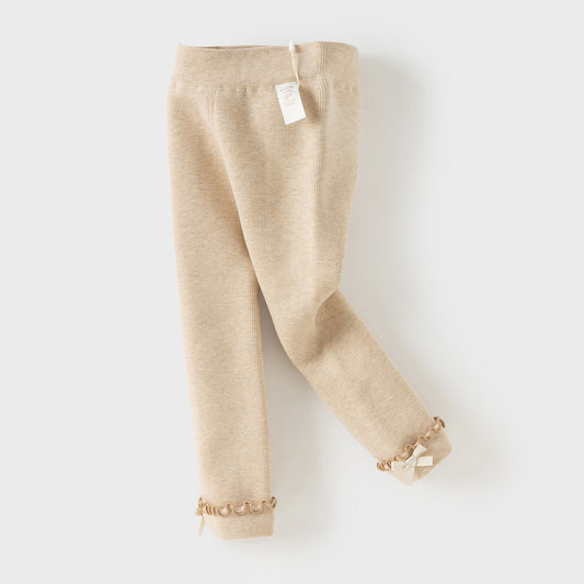 Dave&Bella Kids Girls Versatile Light Khaki/Dark Grey Soft Tights Leggings