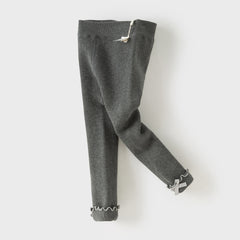 Dave&Bella Kids Girls Versatile Light Khaki/Dark Grey Soft Tights Leggings