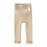 Dave&Bella Kids Girls Versatile Light Khaki/Dark Grey Soft Leggings