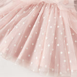 Dave&Bella Toddler Girls Elegant Pink Turtle Long-sleeved A-line Party Mesh Dress