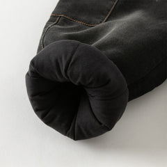 Dave&Bella Toddler Boys Black Drawstring Loose Cozy Plush-lined Jeans