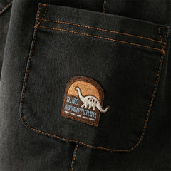 Dave&Bella Toddler Boys Black Drawstring Loose Cozy Plush-lined Jeans