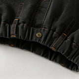 Dave&Bella Toddler Boys Black Drawstring Loose Cozy Plush-lined Jeans