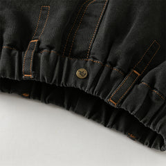 Dave&Bella Toddler Boys Black Drawstring Loose Cozy Plush-lined Jeans