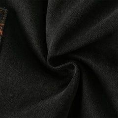 Dave&Bella Toddler Boys Black Drawstring Loose Cozy Plush-lined Jeans