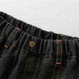 Dave&Bella Toddler Boys Black Drawstring Loose Cozy Plush-lined Jeans