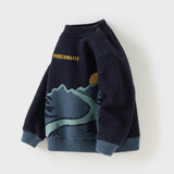 Dave&Bella Toddler Boys Navy Blue Cozy Turtle Versatile Plush-lined Sweaters Tops