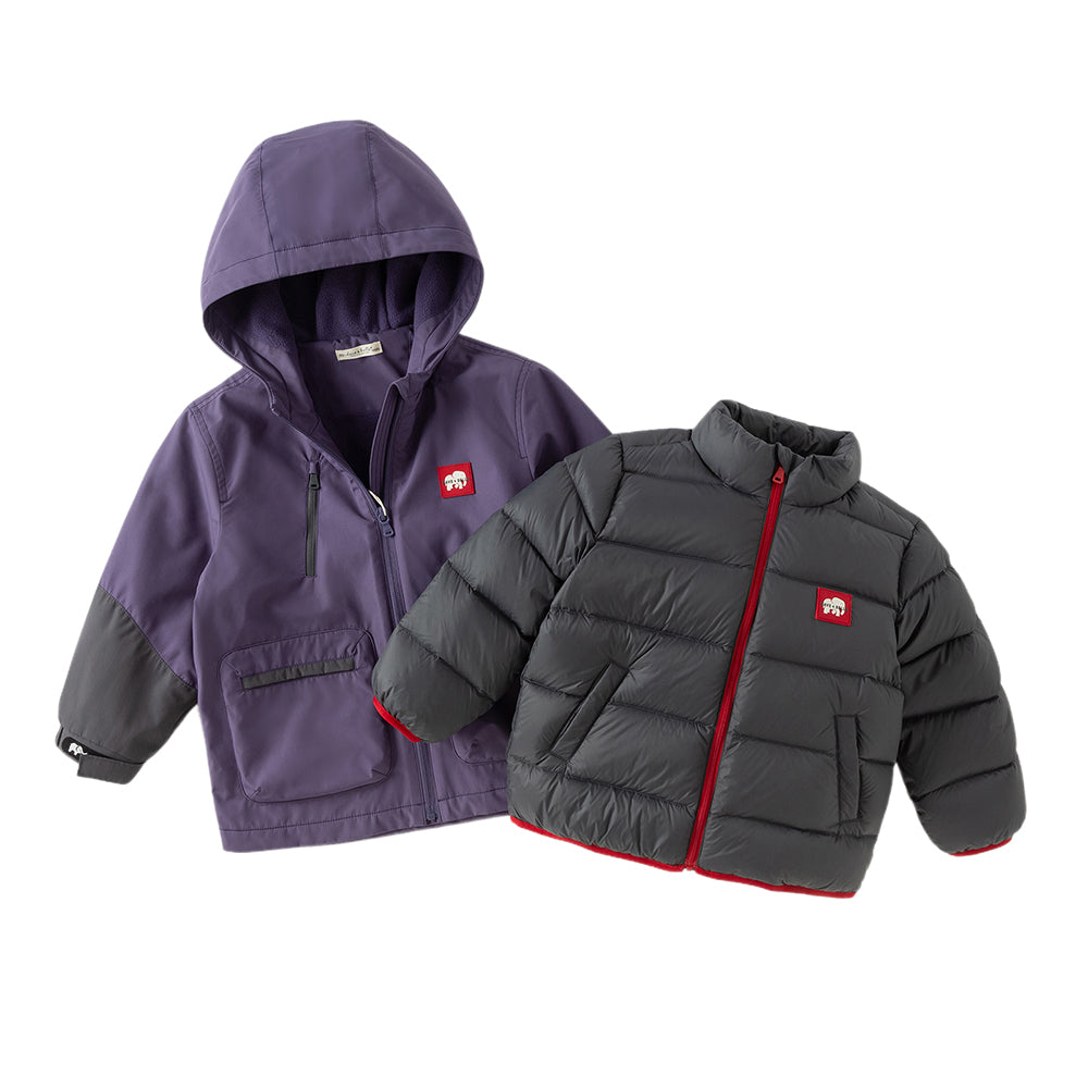 Dave&Bella Kids Boys Winter Outdoor Waterproof Warm Hooded Two-piece Down Coat Sets