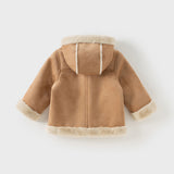 Dave&Bella Toddler Girls/Boys Casual Brown Camel Outwear Hooded Plush-lined Coats