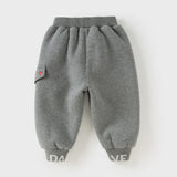 Dave&Bella Toddler Girls/Boys Outdoor Loose Grey Drawstring Plush-lined Pants