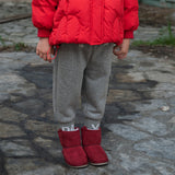 Dave&Bella Toddler Girls/Boys Outdoor Loose Grey Drawstring Plush-lined Pants