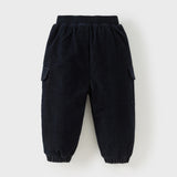 Dave&Bella Toddler Boys Navy Blue Soft Loose Cozy Padded Pants