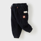 Dave&Bella Toddler Boys Navy Blue Soft Loose Cozy Padded Pants