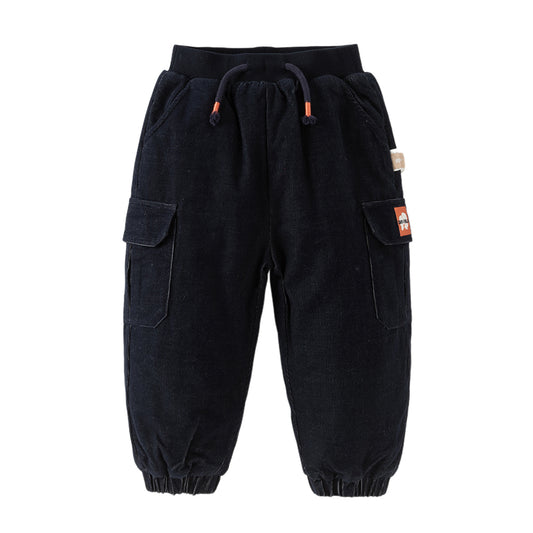 Dave&Bella Toddler Boys Navy Blue Soft Loose Cozy Padded Pants
