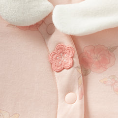 Dave&Bella Baby Girls Cute Pink Print Doll Collar Indoor Warm Padded Rompers