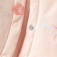 Dave&Bella Baby Girls Cute Pink Print Doll Collar Indoor Warm Padded Rompers
