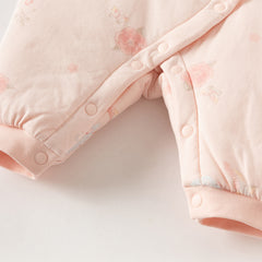 Dave&Bella Baby Girls Cute Pink Print Doll Collar Indoor Warm Padded Rompers
