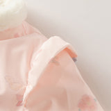Dave&Bella Toddler Girls Chinese-style Pink Print Plush Turtle Outwear Padded Coats