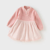 Dave&Bella Toddler Girls Classic Chinese-style Turtle Cozy A-line Mesh Dress