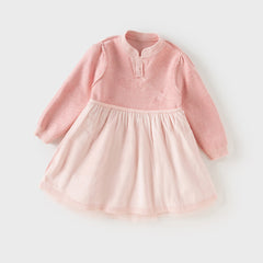 Dave&Bella Toddler Girls Classic Chinese-style Turtle Cozy A-line Mesh Dress