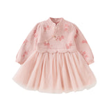 Dave&Bella Toddler Girls Classic Chinese-style Turtle Cozy A-line Mesh Dress