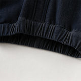 Dave&Bella Toddler Boys Denim Blue Adjustable-waistband Loose Cozy Plush-lined Jeans