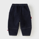 Dave&Bella Toddler Boys Denim Blue Adjustable-waistband Loose Cozy Plush-lined Jeans