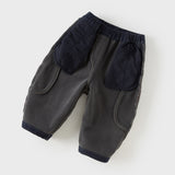 Dave&Bella Toddler Boys Denim Blue Adjustable-waistband Loose Cozy Plush-lined Jeans
