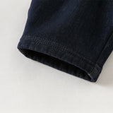 Dave&Bella Toddler Boys Denim Blue Adjustable-waistband Loose Cozy Plush-lined Jeans