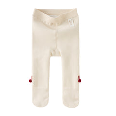 Dave&Bella Toddler Girls Versatile Red/Beige Plush-lined Tights Leggings