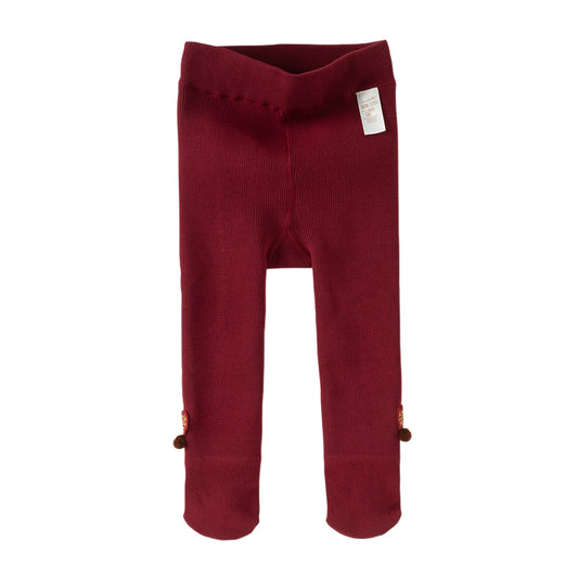 Dave&Bella Toddler Girls Versatile Red/Beige Plush-lined Tights Leggings